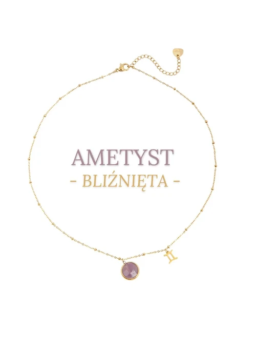 Naszyjnik Bliźnięta, Ametyst, złoty S3V72972-2Z