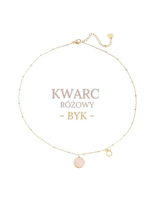 Naszyjnik Byk, Kwarc Różowy, złoty S3V72972-8Z