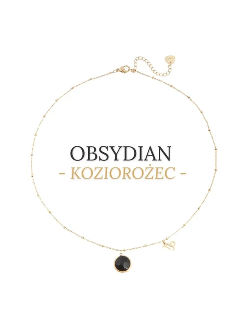 Naszyjnik Koziorożec, Obsydian, złoty S3V72972-12Z