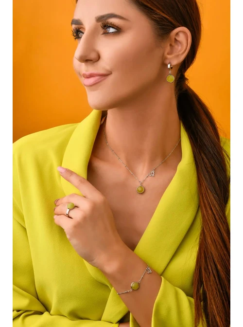 Naszyjnik Lew, Cytryn, srebrny S3V72972-4S