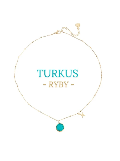 Naszyjnik Ryby, Turkus, złoty S3V72972-1Z
