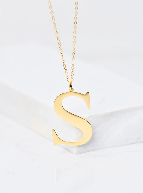 Naszyjnik Stal chirurgiczna 316L, litera S, złoty S301327Z00