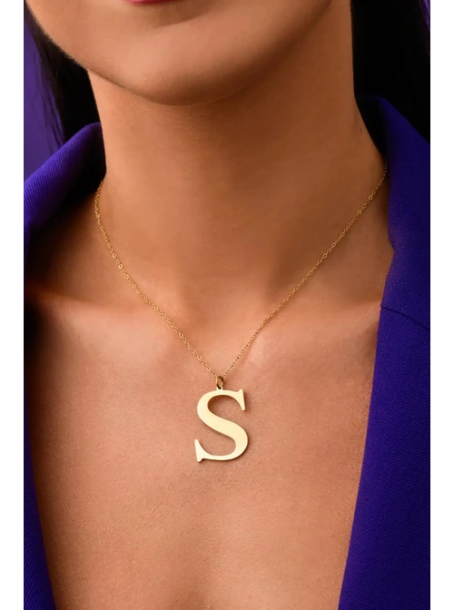 Naszyjnik Stal chirurgiczna 316L, litera S, złoty S301327Z00