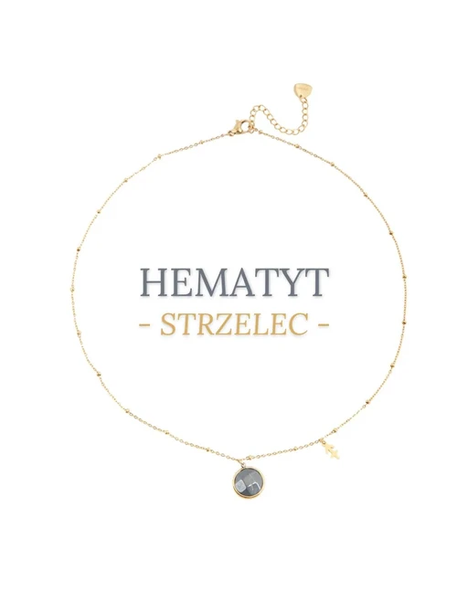 Naszyjnik Strzelec, Hematyt, złoty S3V72972-7Z
