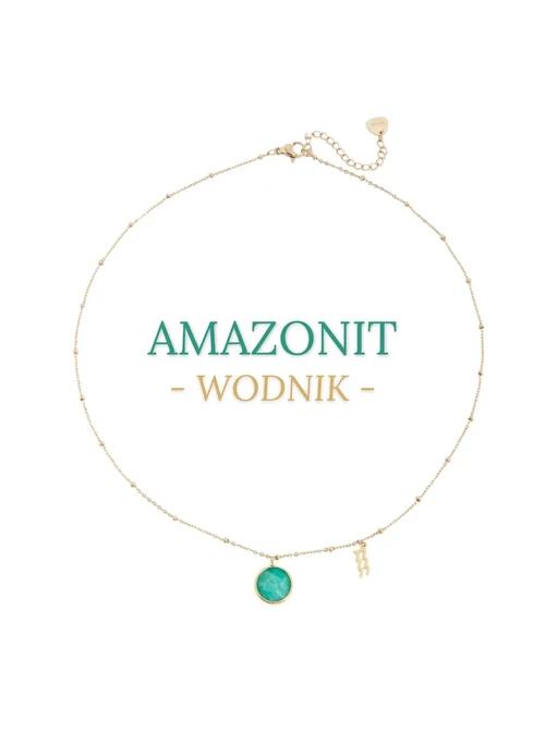 Naszyjnik Wodnik, Amazonit, złoty S3V72972-3Z