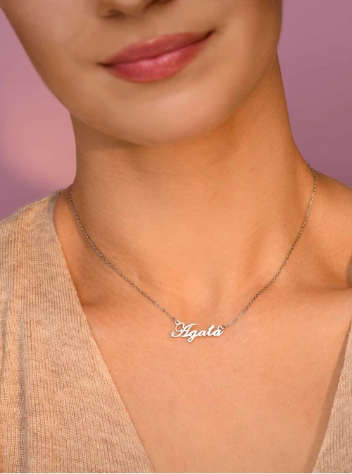 Naszyjnik imię Agata, srebrny S300122S0