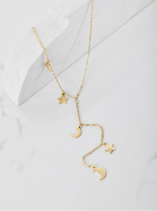 Naszyjnik krawatka, gwiazdki, złoty S303361Z00