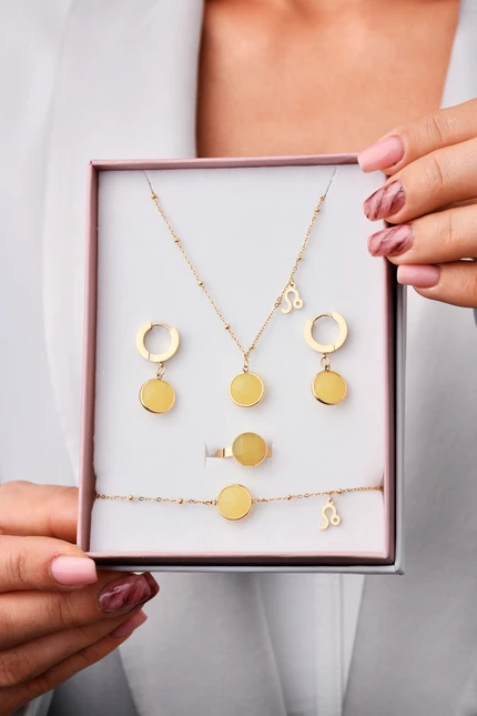 [Zestaw] Kolczyki Lew, Cytryn, złoty S2V72400-4Z