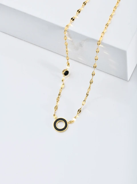 [Zestaw] Kolczyki czarne kółeczka, złoty S200289Z01