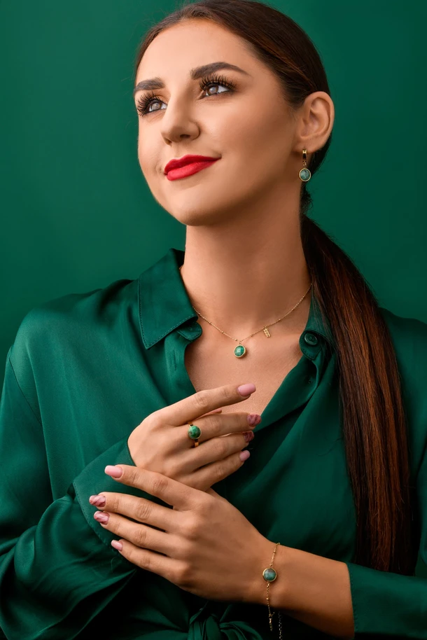 [Zestaw] Bransoletka Wodnik, Amazonit, złoty S1V72860-3Z
