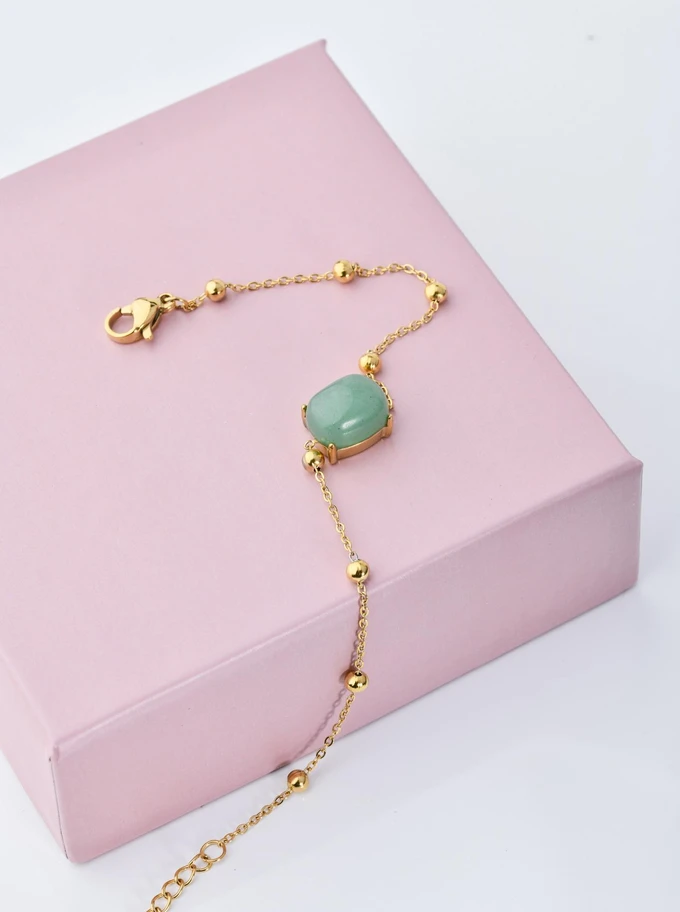 Bransoletka Awenturyn, zielony, złoty S100230Z05