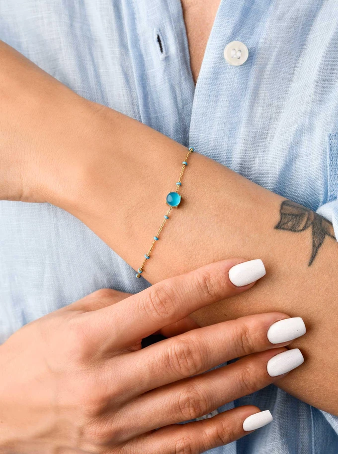 Bransoletka Niebieski Agat, złoty S103903Z00