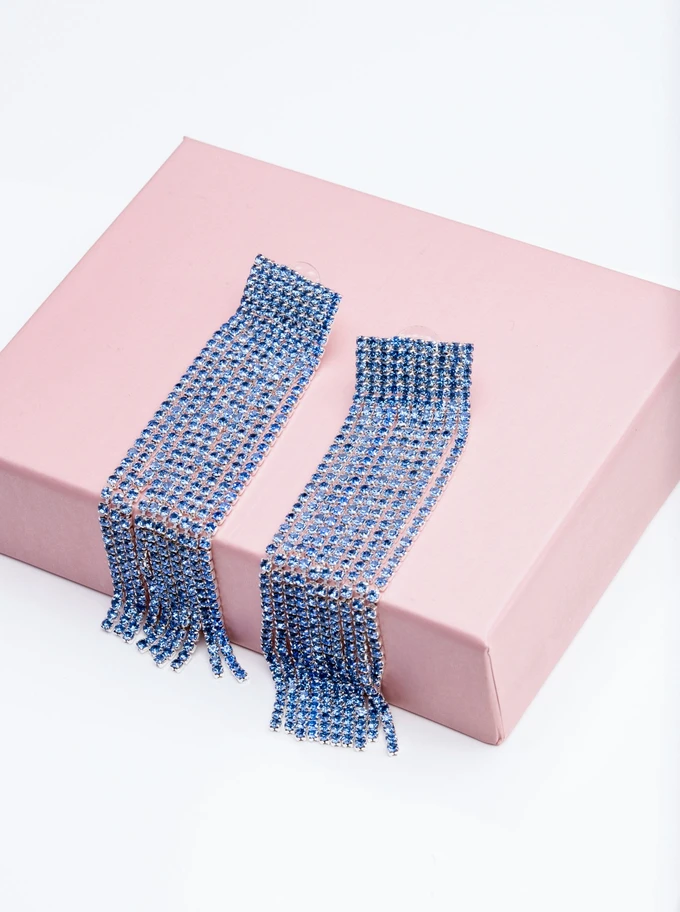 Kolczyki wieczorowe, niebieski, srebrny B200001P04