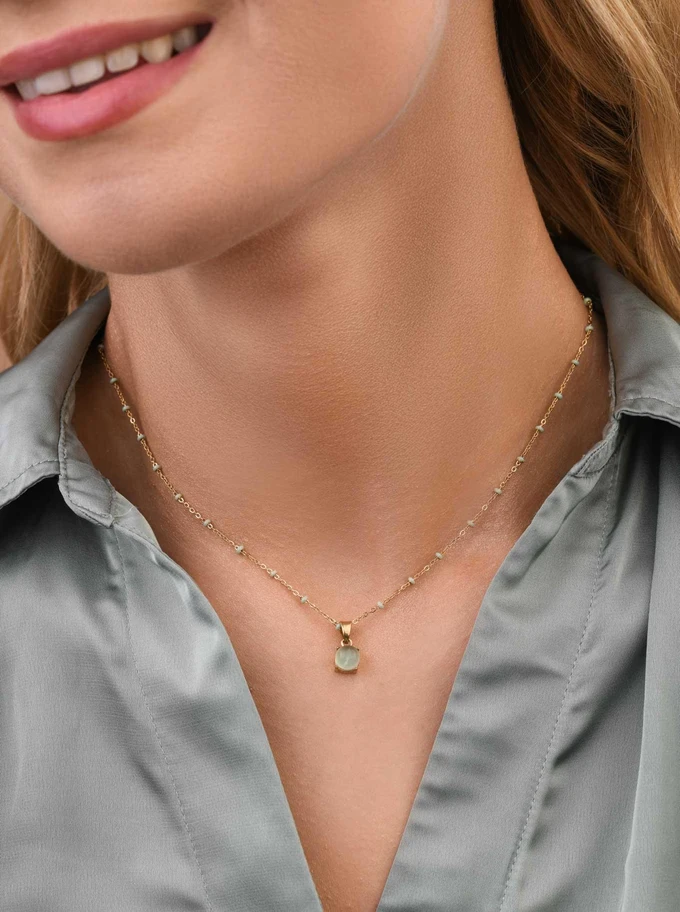 Naszyjnik Zielony Fluoryt, złoty S303515Z00