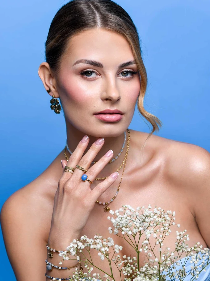 Pierścionek Niebieski Agat S400785Z00