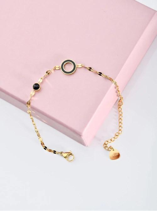 [Zestaw] Kolczyki czarne kółeczka, złoty S200289Z01