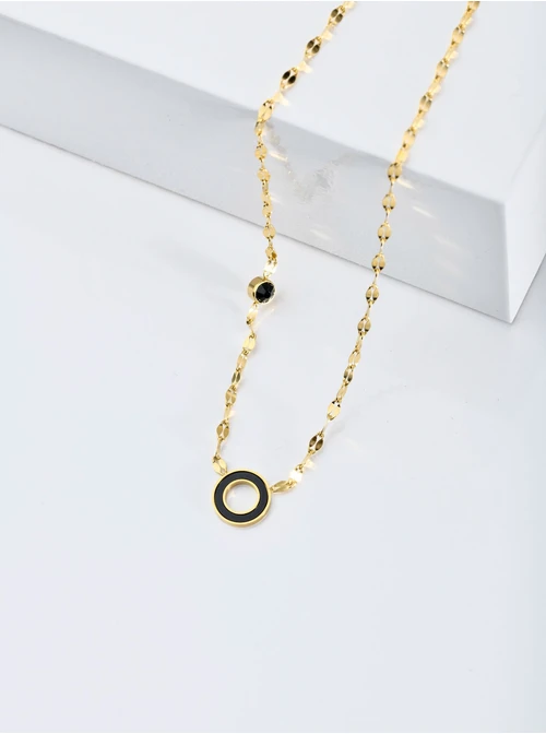 [Zestaw] Kolczyki czarne kółeczka, złoty S200289Z01