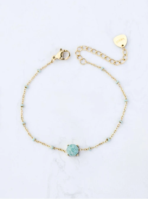 Bransoletka Amazonit, zielony, złoty S100064Z05