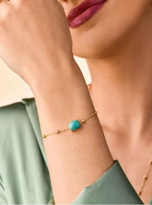 Bransoletka Amazonit, zielony, złoty S100065Z05