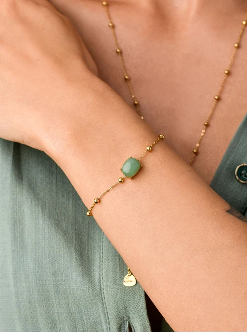 Bransoletka Awenturyn, zielony, złoty S100230Z05