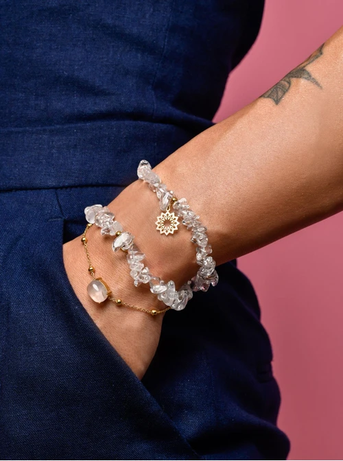 Bransoletka Kryształ Górski, złoty S100065Z02