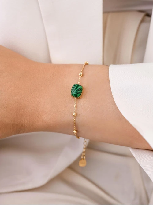 Bransoletka Malachit, zielony, złoty S103917Z00