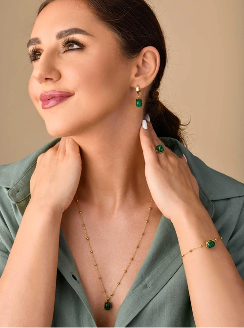 Bransoletka Malachit, zielony, złoty S103917Z00