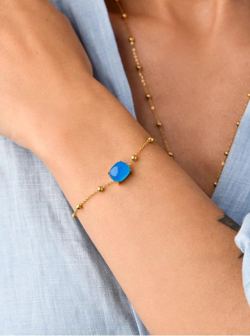 Bransoletka Niebieski Agat, złoty S103916Z00