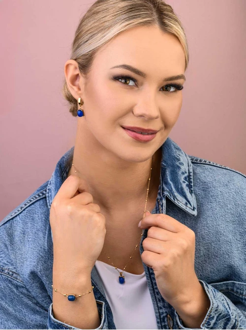 Bransoletka Niebieski Agat, złoty S103916Z00