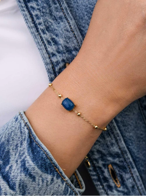 Bransoletka Niebieski Agat, złoty S103916Z00