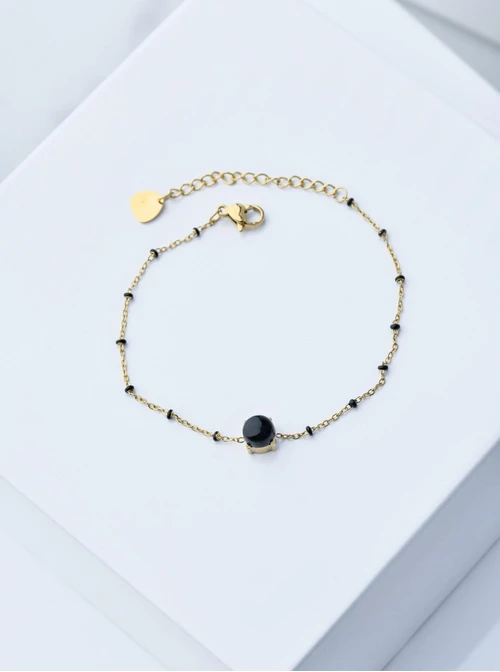 Bransoletka Obsydian, czarny, złoty S100064Z01