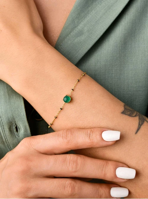 Bransoletka Zielony Agat, złoty S103906Z00