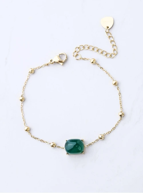 Bransoletka Zielony Agat, złoty S103919Z00