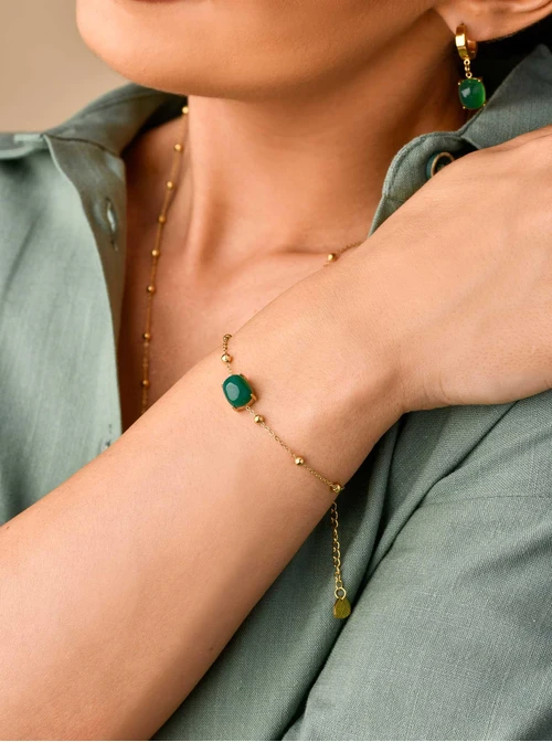 Bransoletka Zielony Agat, złoty S103919Z00