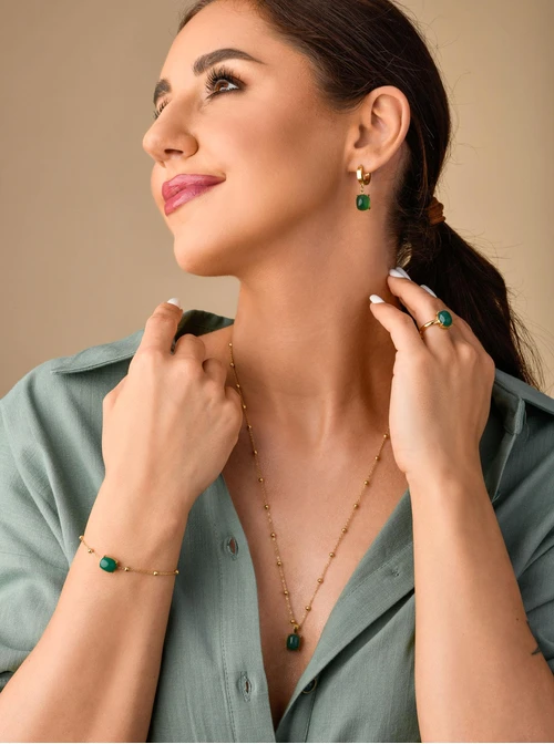 Bransoletka Zielony Agat, złoty S103919Z00