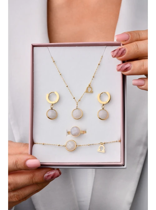 [Zestaw] Pierścionek Waga, Opal, złoty S4V70701