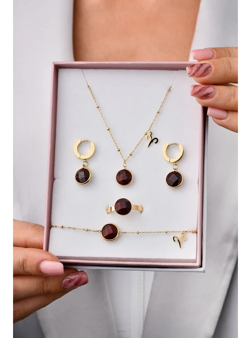 [Zestaw] Kolczyki Baran, Jaspis, złoty S2V72400-5Z