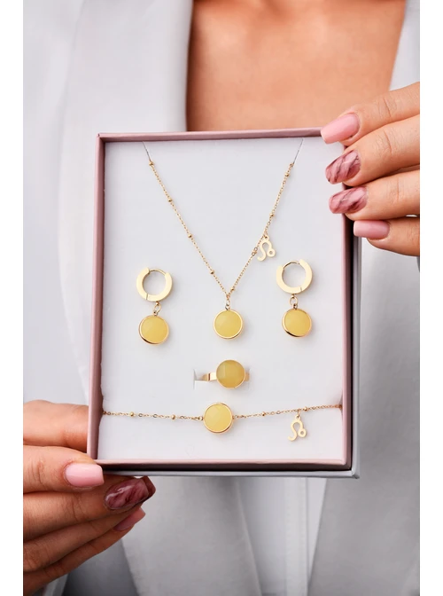 [Zestaw] Kolczyki Lew, Cytryn, złoty S2V72400-4Z