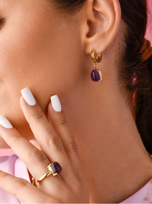Kolczyki Ametyst, fioletowy, złoty S202157Z00