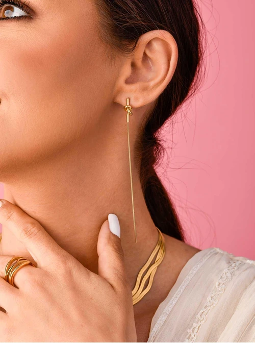 Kolczyki długie, węzeł, złoty S200254Z00