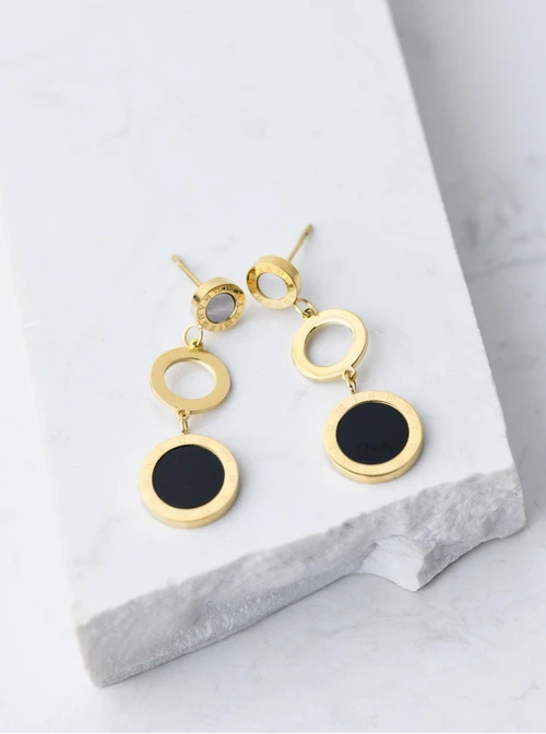 Kolczyki kółeczka, czarny, złoty S200194Z01