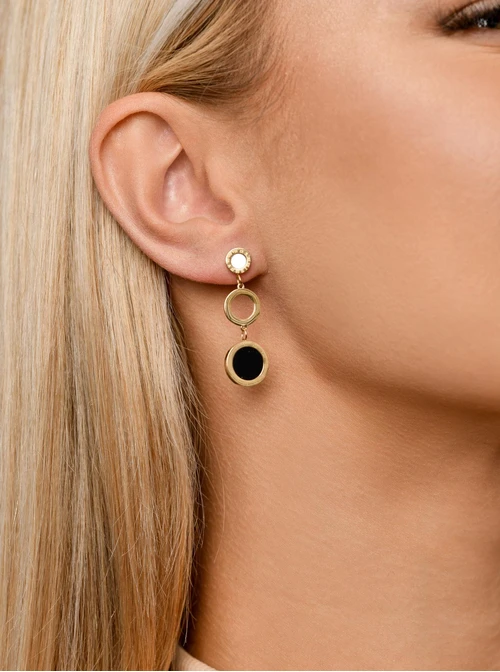 Kolczyki kółeczka, czarny, złoty S200194Z01