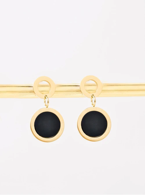 Kolczyki kółeczka, czarny, złoty S200236Z01