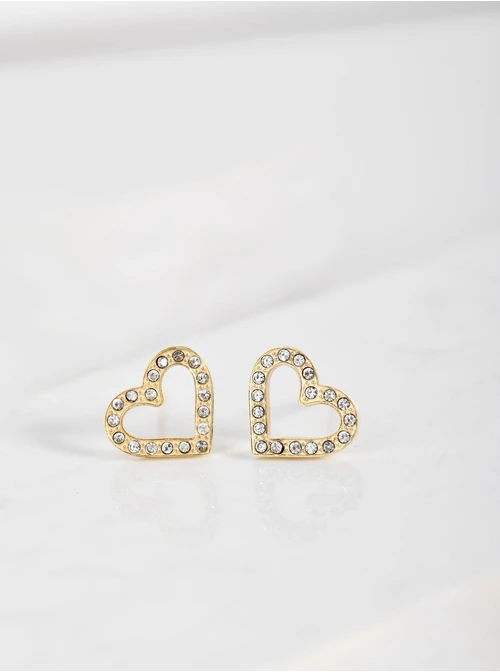 Kolczyki złote serduszka, kryształki S200264Z00