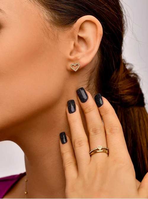 Kolczyki złote serduszka, kryształki S200264Z00