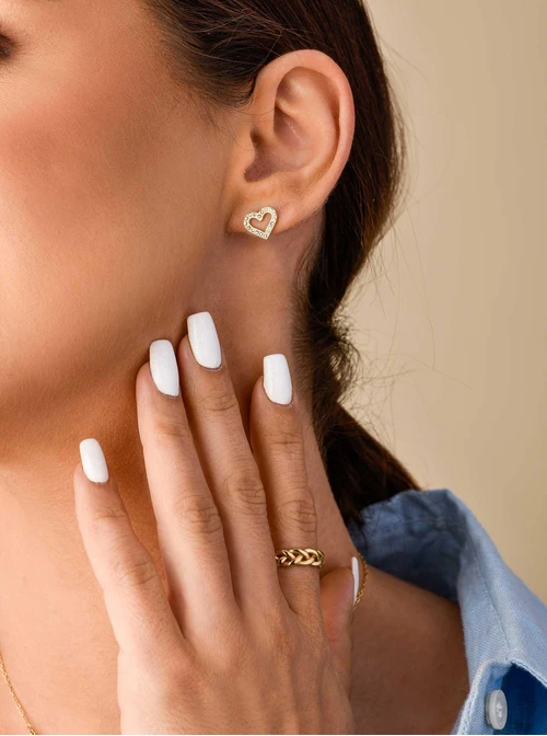 Kolczyki złote serduszka, kryształki S200264Z00