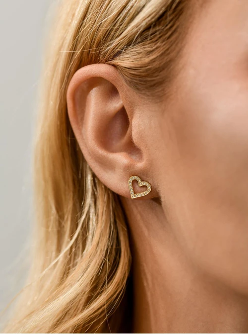 Kolczyki złote serduszka, kryształki S200264Z00