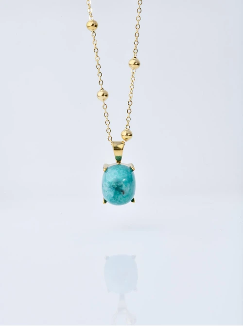 Naszyjnik Amazonit, zielony, złoty S300157Z05