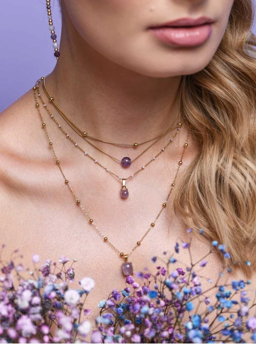 Naszyjnik Ametyst Lawendowy, złoty S303525Z00