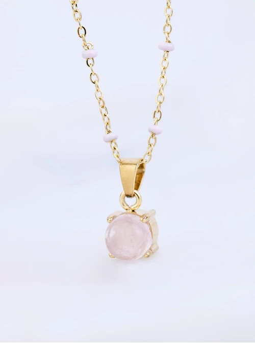 Naszyjnik Kwarc Różowy, złoty S300156Z06